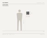 Victor Gadino, Perfect Hostess, 2016 — scale drawing, 10 × 10 inches, with a 5 ft 10 in figure for scale