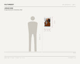 Jordan Dunn, Grunge Glassworks, Communion, 2026 — scale drawing, 12 × 20 inches, with a 5 ft 10 in figure for scale