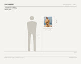 Jonathan Carroll, Naughty, 2020 — scale drawing, 16.25 × 20 inches, with a 5 ft 10 in figure for scale