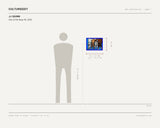 JJ QUINN, One of the Boys #2, 2023 — scale drawing, 16 × 12 inches, with a 5 ft 10 in figure for scale