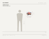 Jeffrey Aviles, Joshua Tree Cowboy, 2026 — scale drawing, 14 × 11 inches, with a 5 ft 10 in figure for scale
