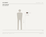 Perry Iannaconi, Men of Sardinia, 2026 — scale drawing, 6 × 4 inches, with a 5 ft 10 in figure for scale