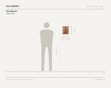Tim Smalley, Warrior, 2024 — scale drawing, 8.5 × 11 inches, with a 5 ft 10 in figure for scale