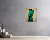Oscar De La Rocha, Back Study in Teal, 2026 — shown in situ, true to scale