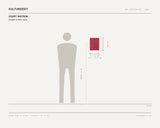 Court Watson, Couple in Red, 2026 — scale drawing, 9 × 12 inches, with a 5 ft 10 in figure for scale