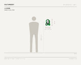 JJ QUINN, Daddy In Green, 2026 — scale drawing, 9 × 12 inches, with a 5 ft 10 in figure for scale