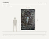 Stuart Sandford, Sebastian (Henzel Studio Rug) — scale drawing, 67 × 102 inches, with a 5 ft 10 in figure for scale