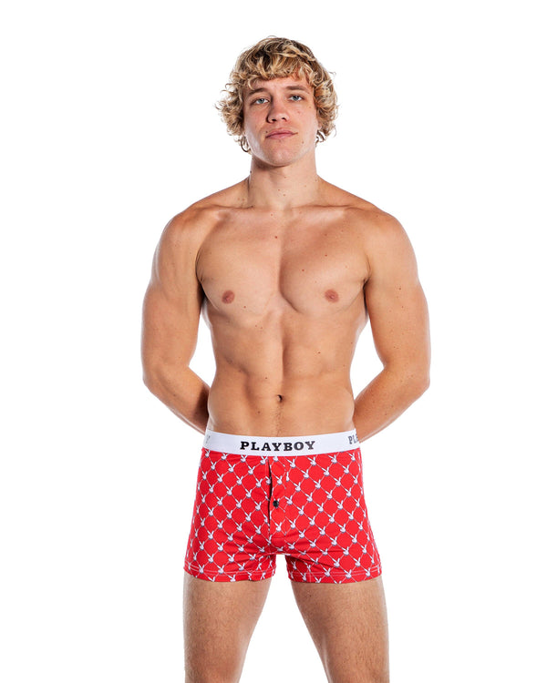 Playboy Men's Argyle Boxer Briefs - Red/White