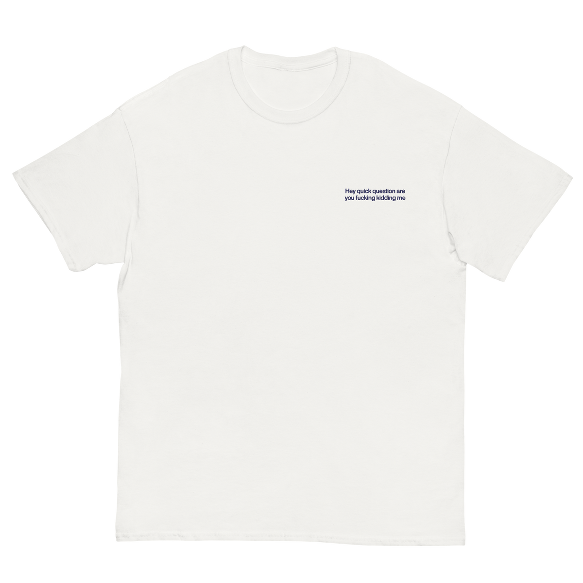 Hey Quick Question Are You Fucking Kidding Me Embroidered T-Shirt
