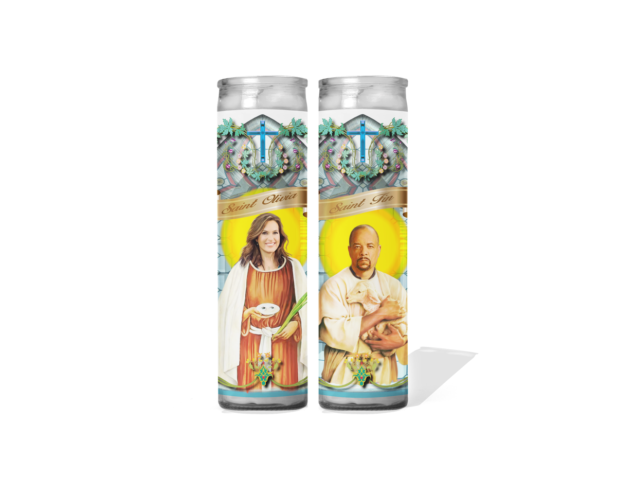 Olivia Benson and Fin Celebrity Prayer Candle Set - Law & Order SVU