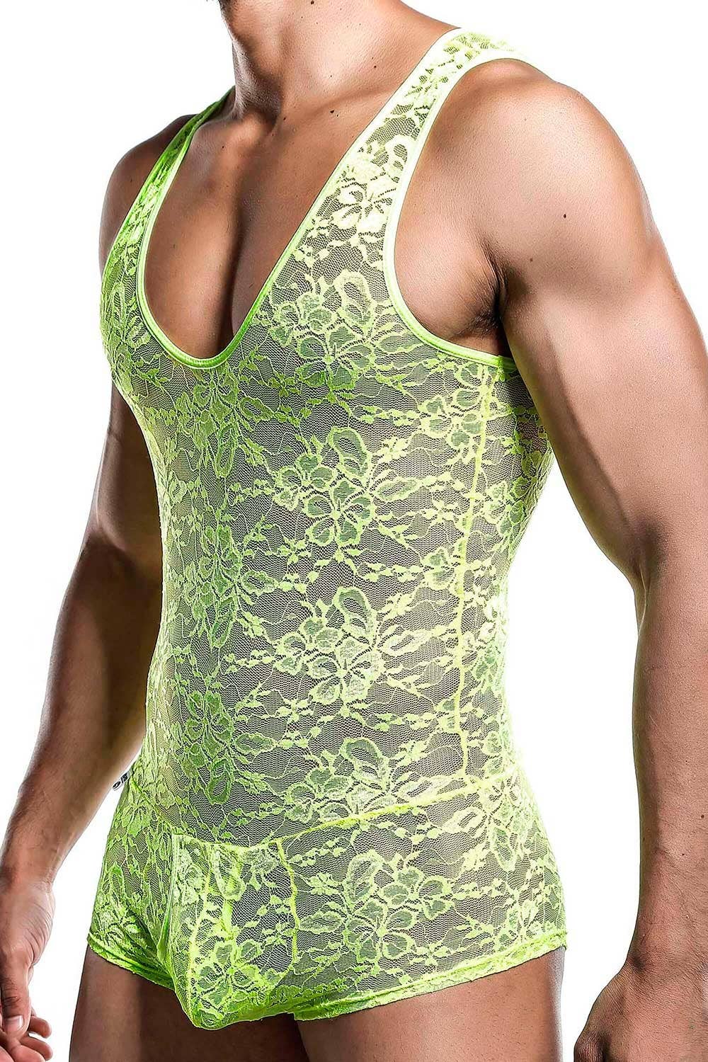 MOB Men's Lace Bodysuit - Lime