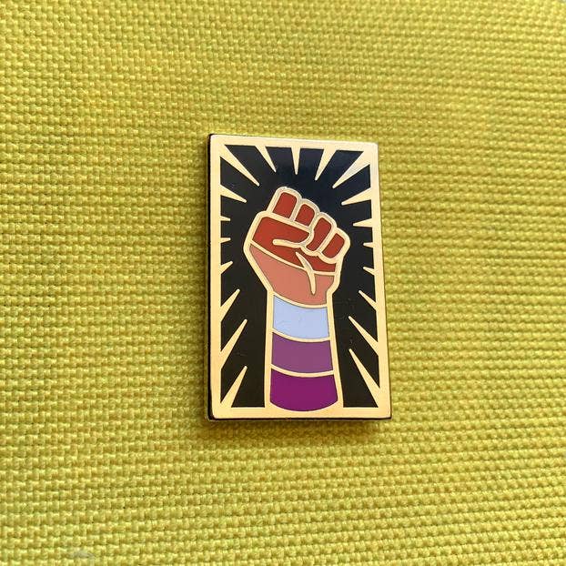 Lesbian Resist Fist Pin by Gaypin'