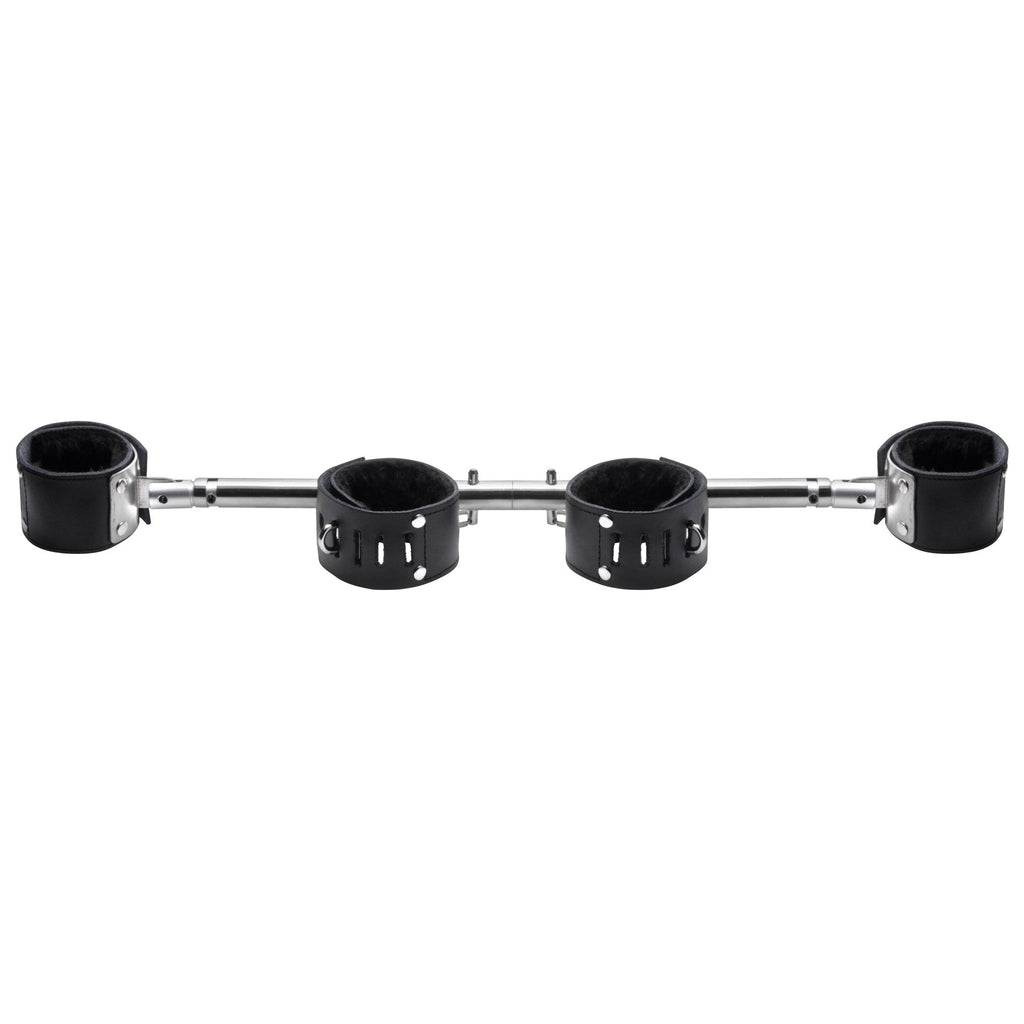 Strict Leather Adjustable Swiveling Spreader Bar with Leather Cuffs