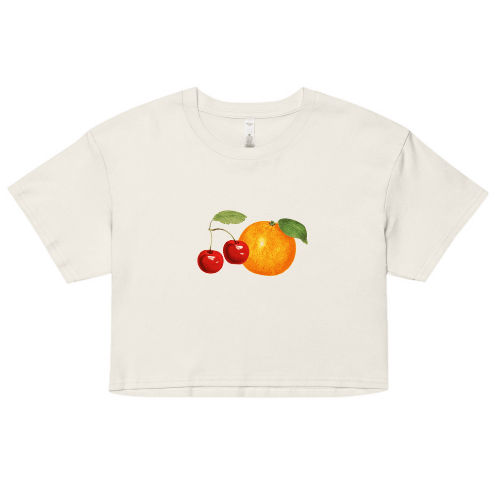 Women's Orange Cherry Fruit Crop Top T-Shirt