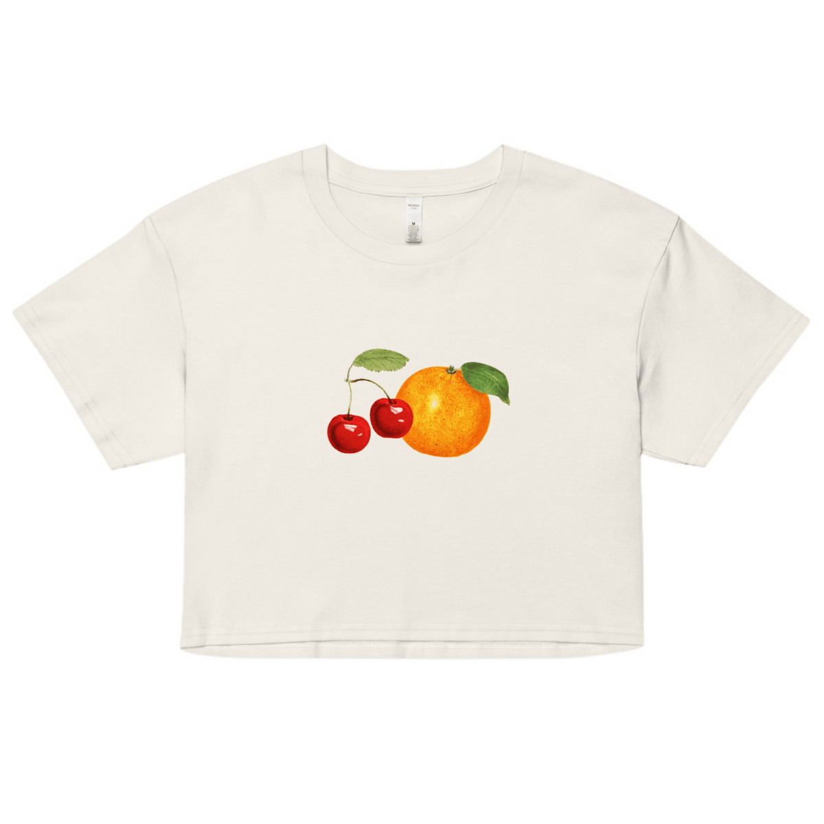 Women's Orange Cherry Fruit Crop Top T-Shirt