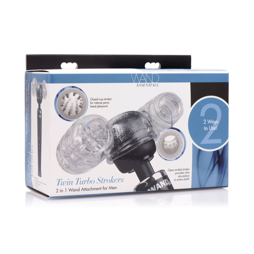 Wand Essentials Twin Turbo Strokers 2 in 1 Wand Attachment for Men