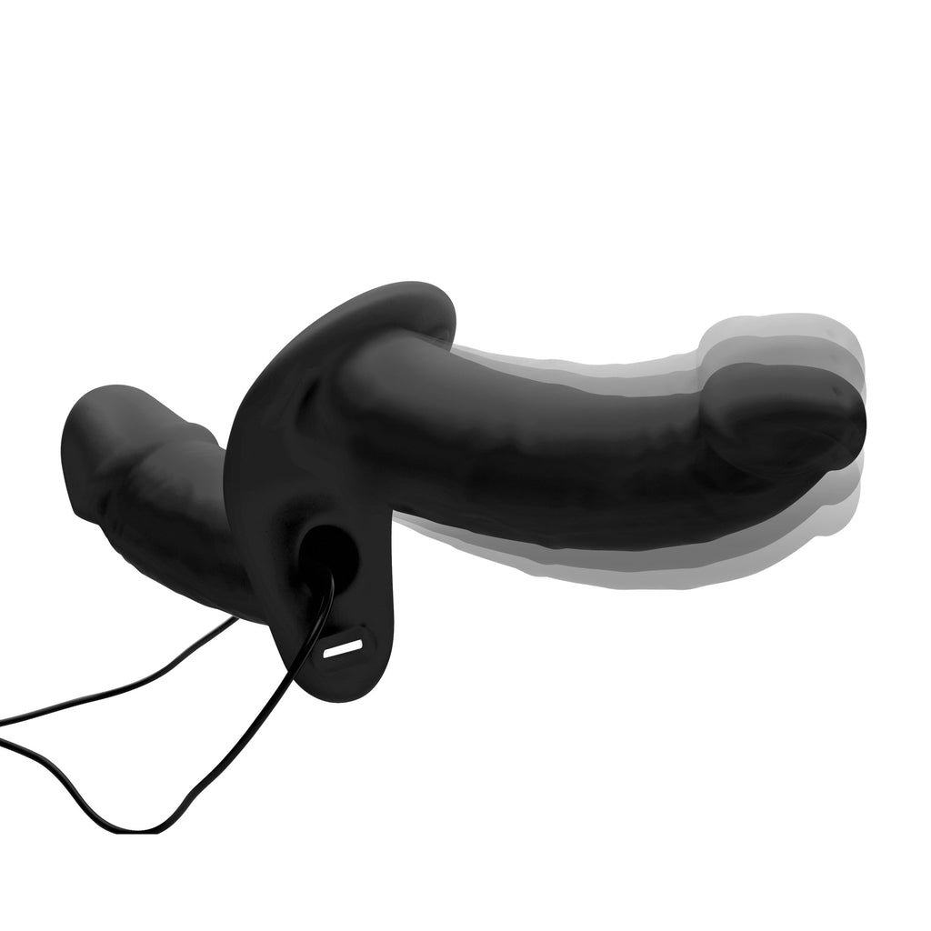 Strap U Power Pegger Silicone Vibrating Double Dildo with Harness
