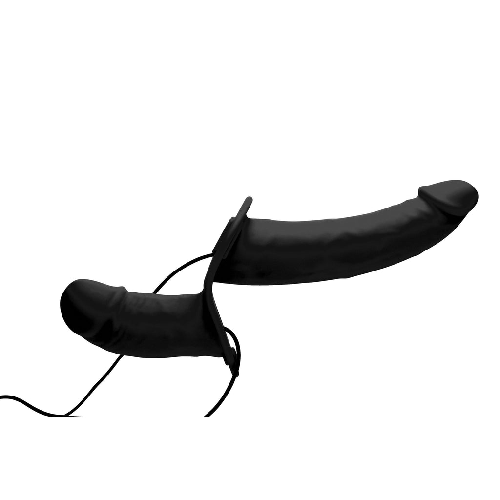 Strap U Power Pegger Silicone Vibrating Double Dildo with Harness