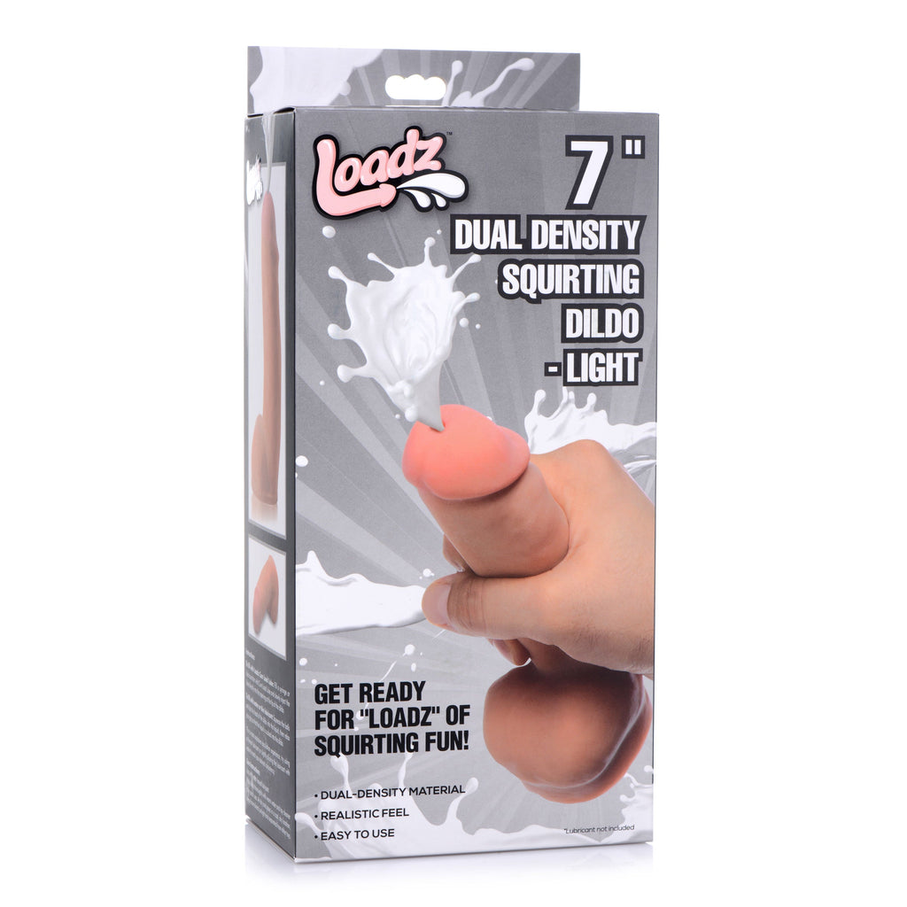 Loadz Squirting Dildo - 7 Inch with Reservoir in Balls - Light