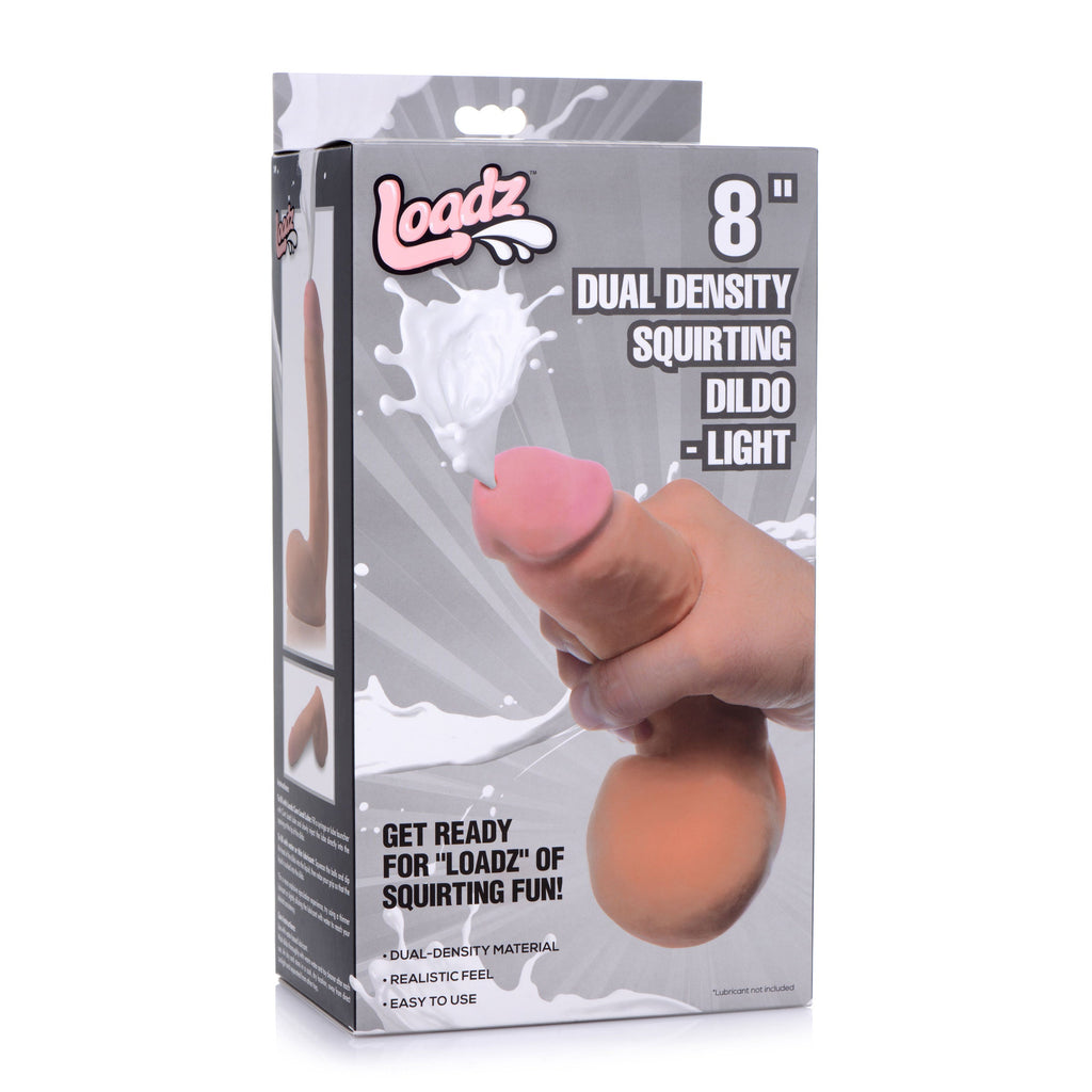 Loadz Squirting Dildo - 8 Inch with Reservoir in Balls - Light