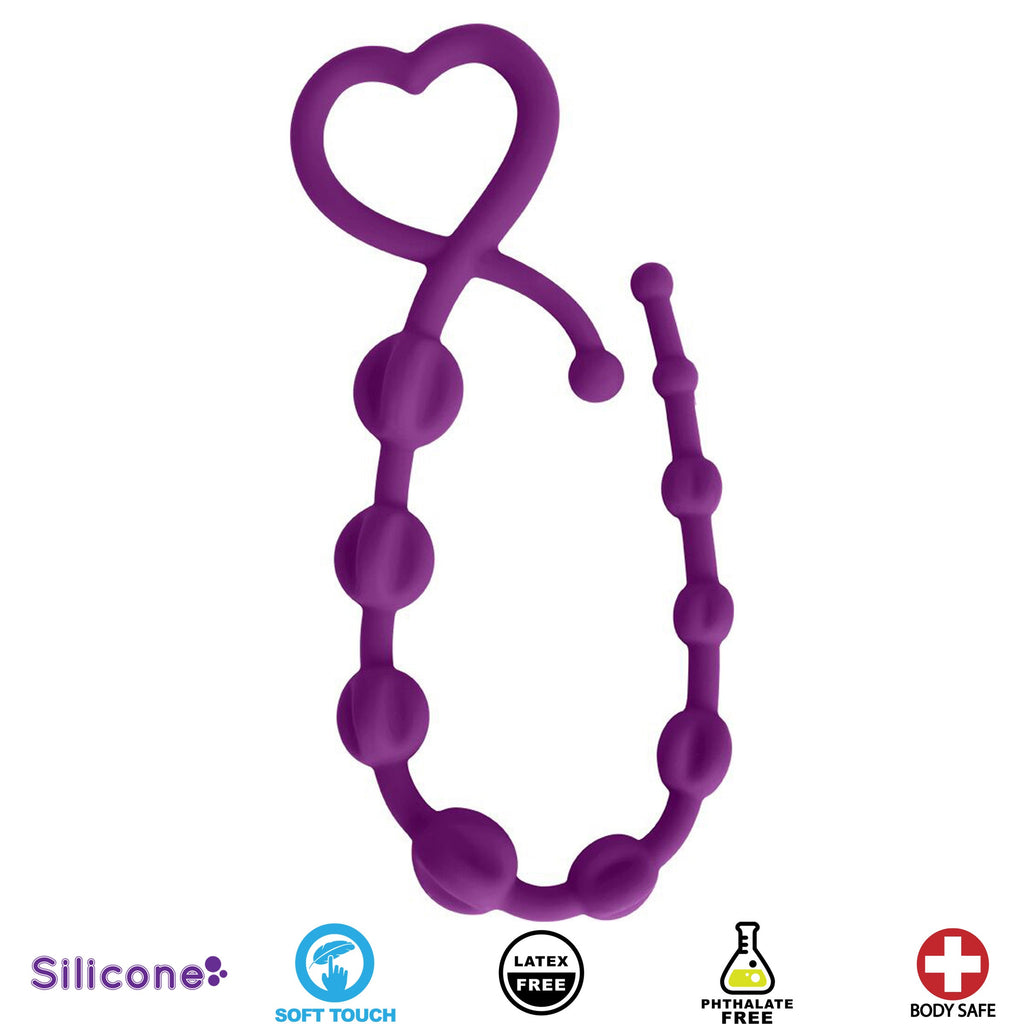 Hearts n Spurs Silicone Anal Beads - Purple