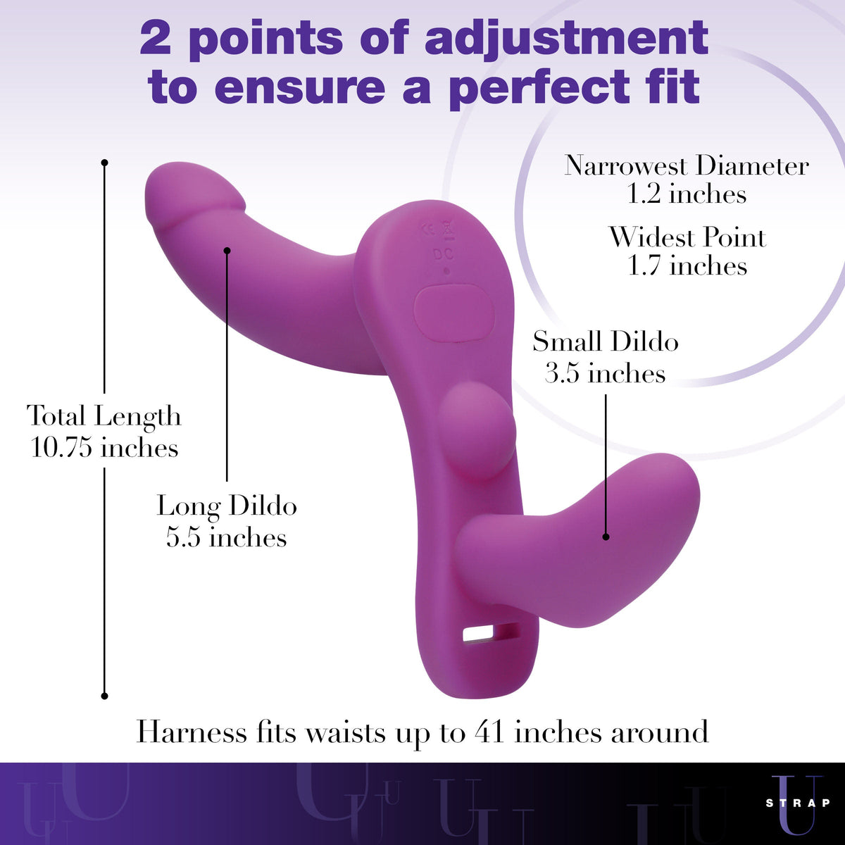 Strap U Double Take 10X Double Penetration Vibrating Strap-on Harness - Purple
