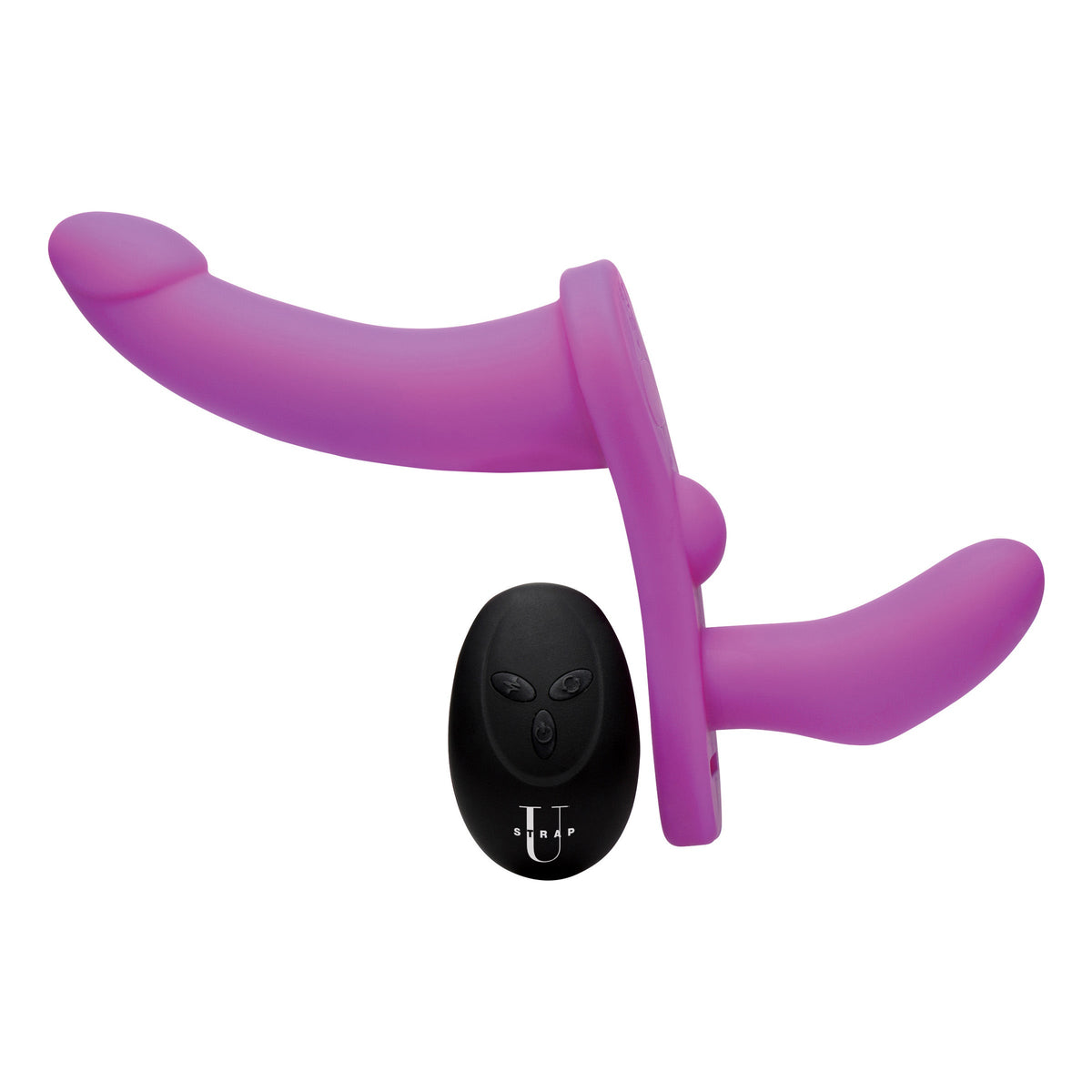 Strap U Double Take 10X Double Penetration Vibrating Strap-on Harness - Purple
