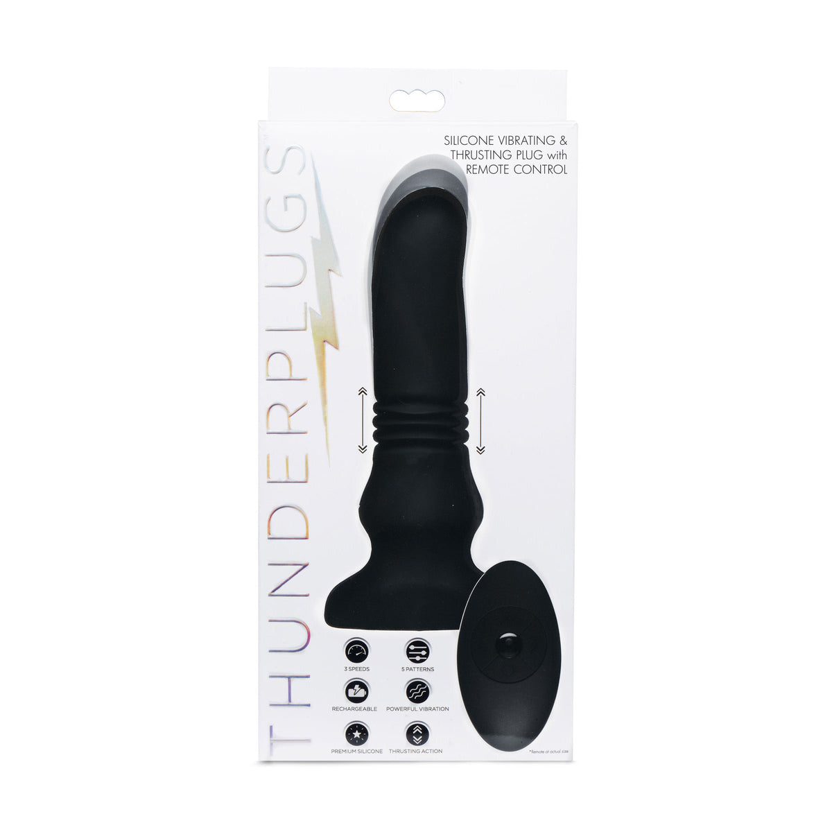 Thunderplugs Silicone Vibrating & Thrusting Plug with Remote Control