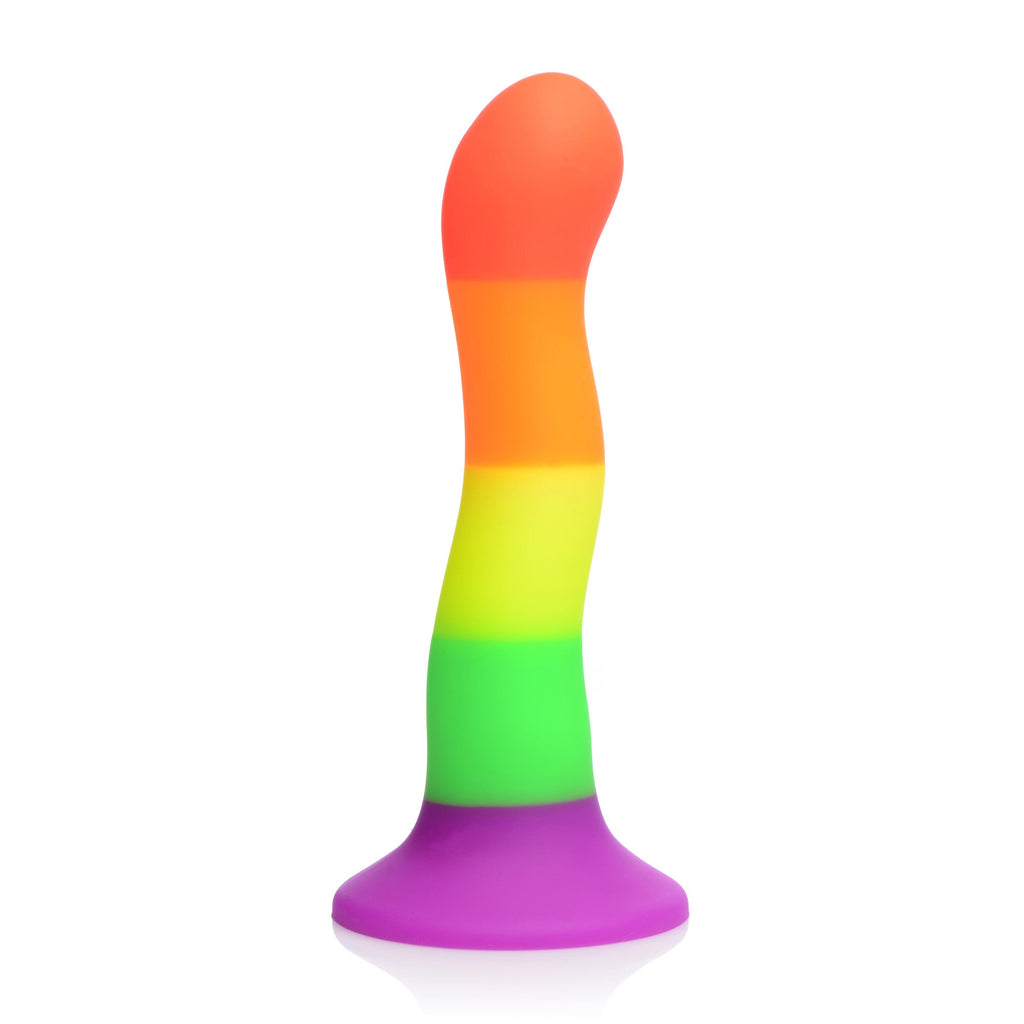 Strap U Proud Rainbow Silicone Dildo with Harness