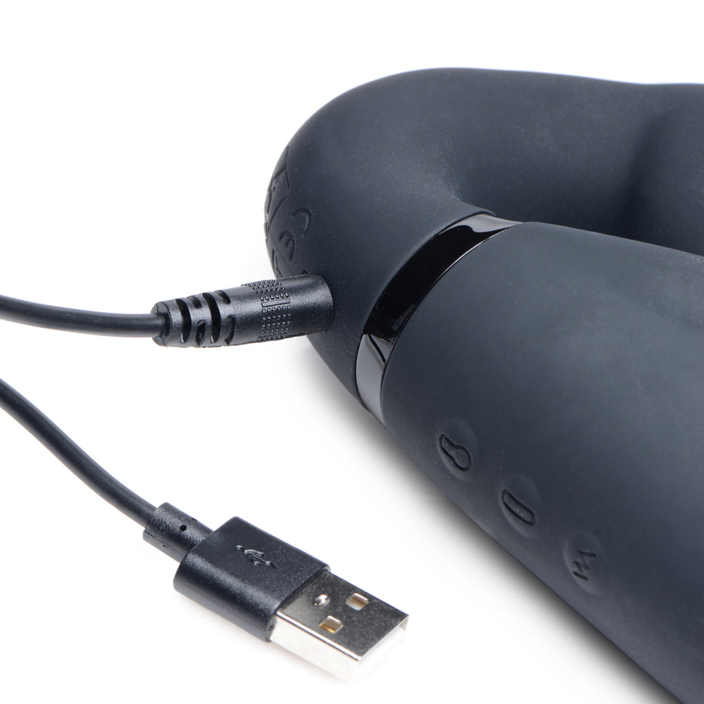 Strap U Ergo-Fit Twist Inflatable Vibrating Strapless Strap-on - Black