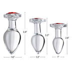 Red Heart Gem Glass Anal Plug - Medium