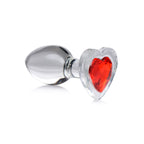 Red Heart Gem Glass Anal Plug - Medium