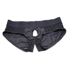 Strap U Lace Envy Black Crotchless Panty Harness - S-M