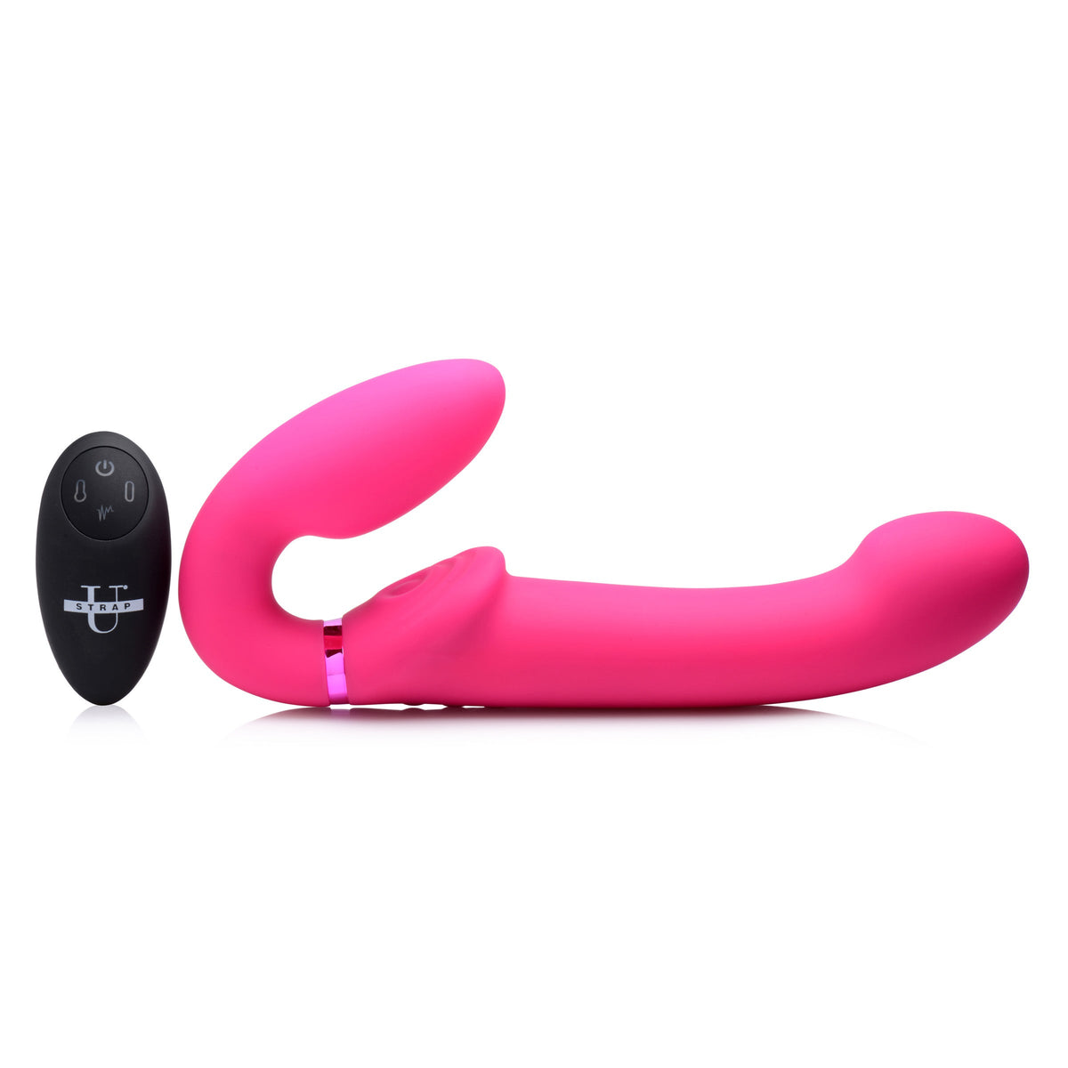 Strap U 10X Ergo-Fit G-Pulse Inflatable & Vibrating Strapless Strap-On - Pink