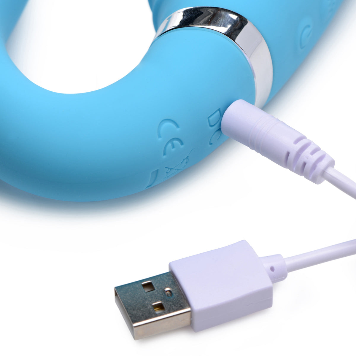Strap U 10X Mighty Rider Vibrating Silicone Strapless Strap-on - Blue