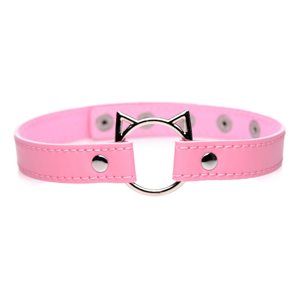 Kinky Kitty Ring Slim Choker - Pink