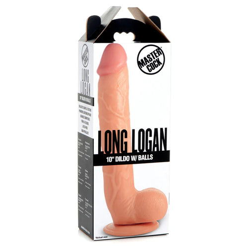 Long Logan 10" Dildo With Balls - Light