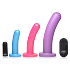 Strap U Triple Peg 28X Vibrating Silicone Dildo Set w/ Remote