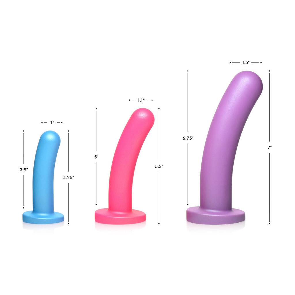 Strap U Triple Peg 28X Vibrating Silicone Dildo Set w/ Remote