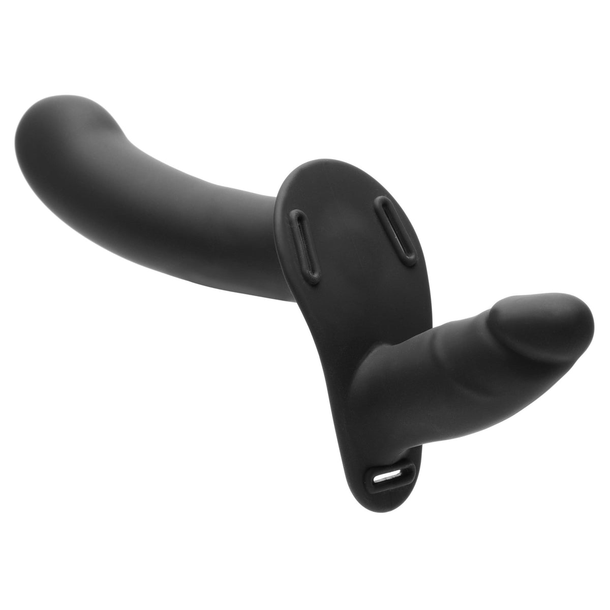 Strap U 28X Double Diva 1.5" Double Dildo w/ Harness & Remote - Black