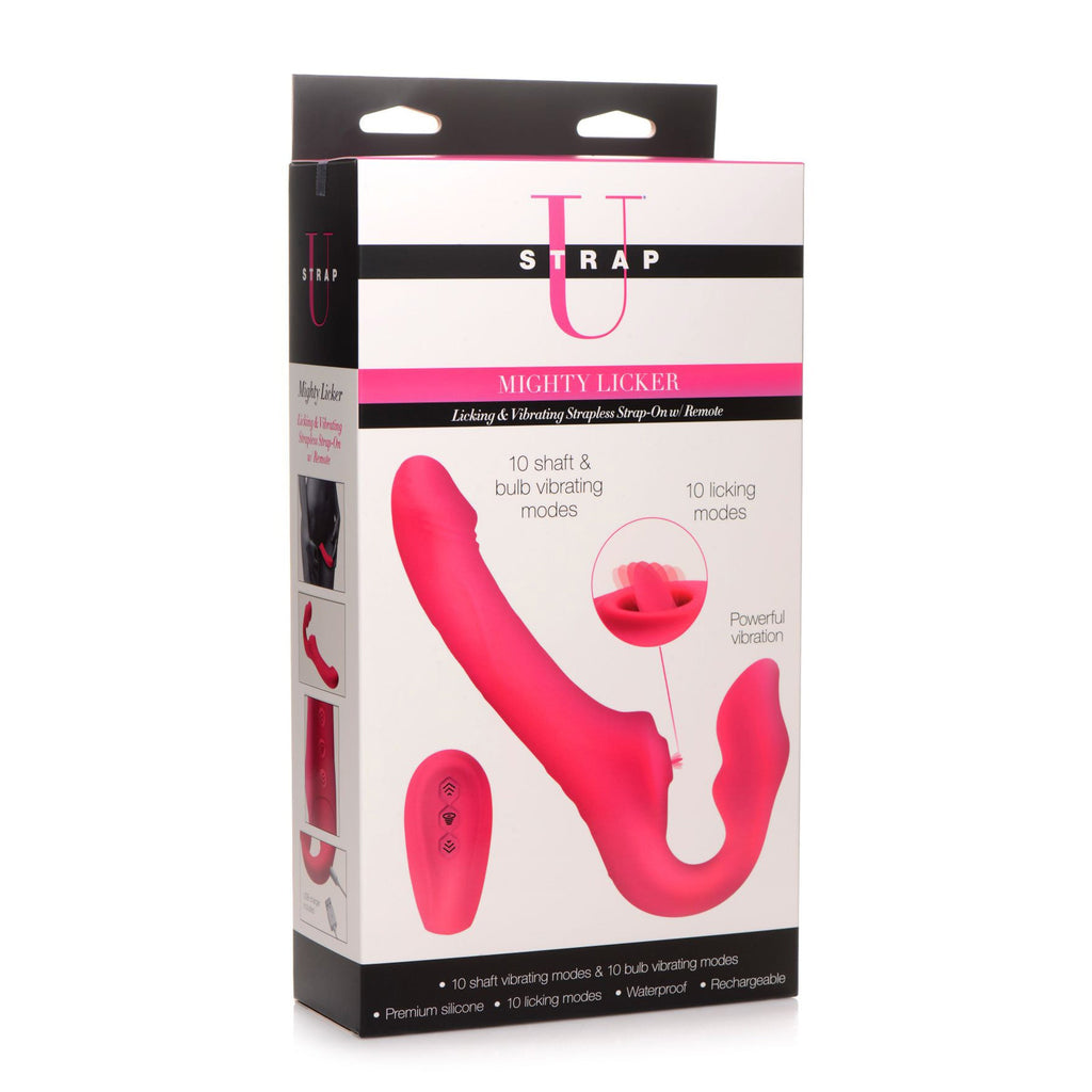 Strap U Mighty Licker Licking & Vibrating Strapless Strap-On w/ Remote