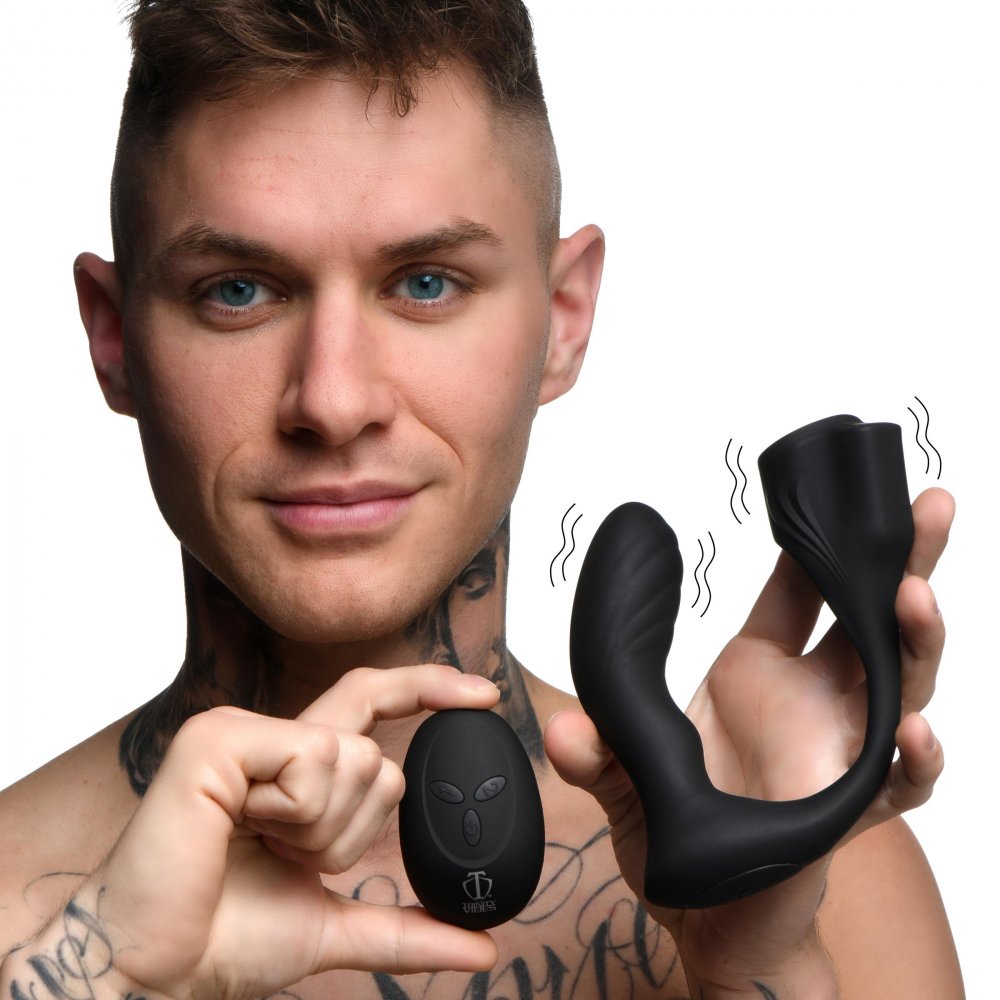 7X Silicone Prostate Plug w- Ball Stretcher & Remote by trinity vibes