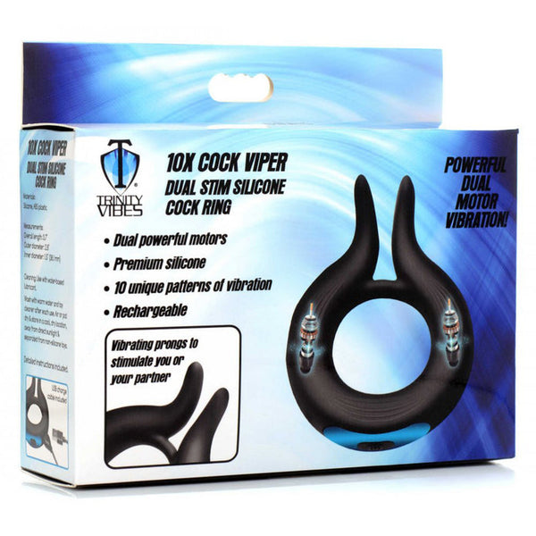 10X Cock Viper Dual Stim Silicone Cock Ring by trinity vibes