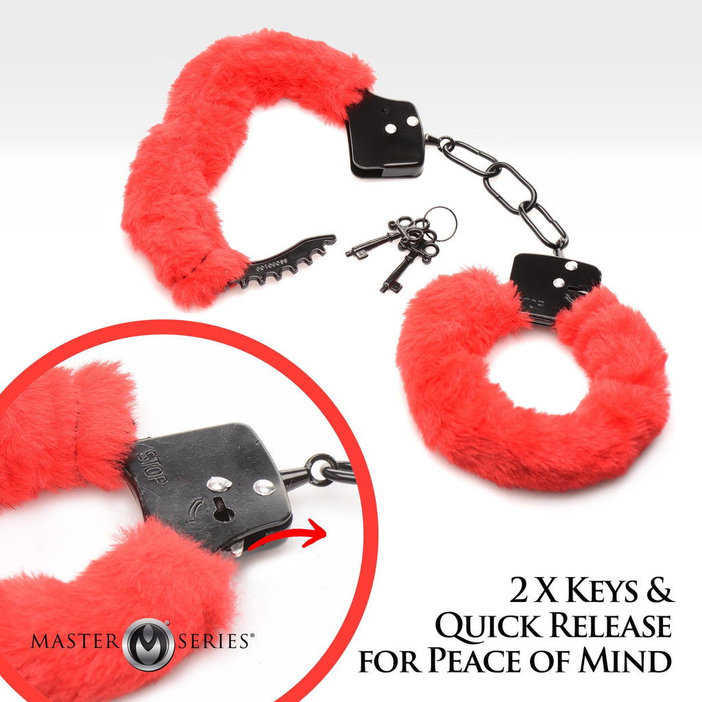 Cuffed in Fur Furry Handcuffs - Red