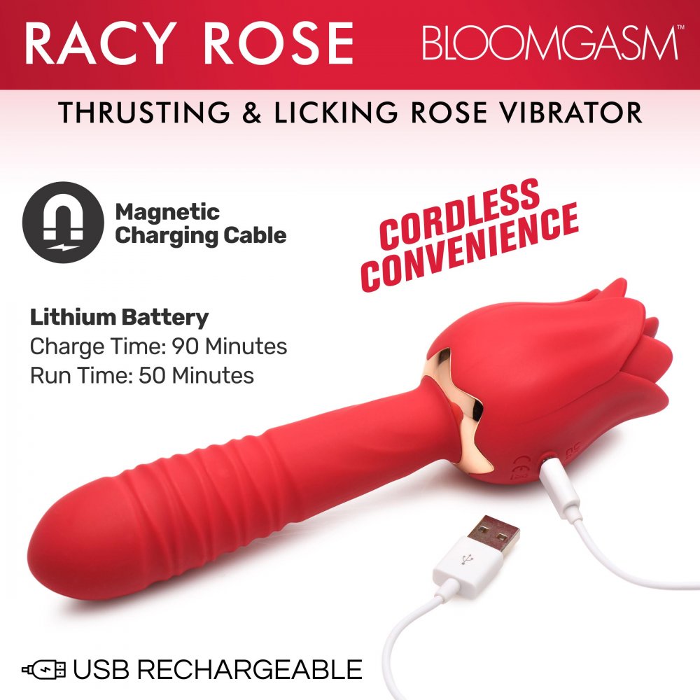 Bloomgasm Racy Rose Thrusting & Licking Rose Vibrator