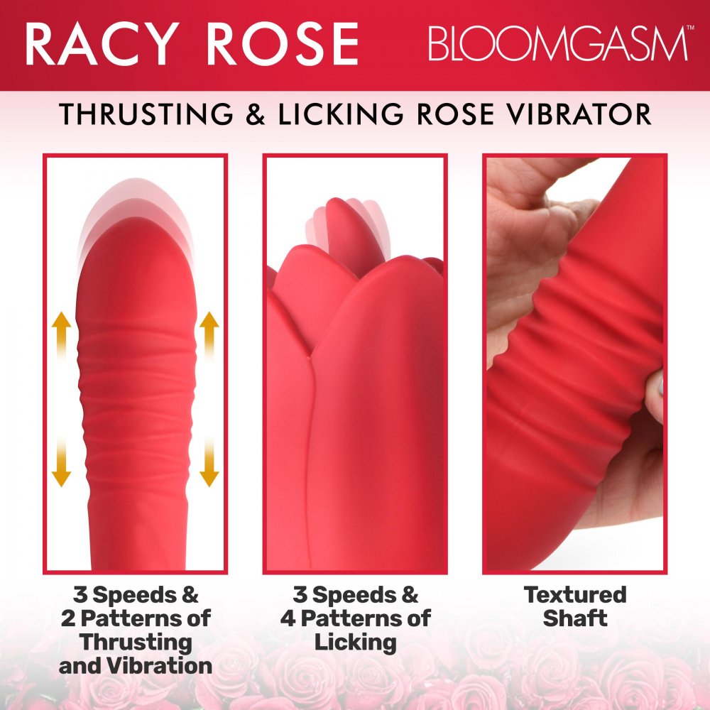 Bloomgasm Racy Rose Thrusting & Licking Rose Vibrator
