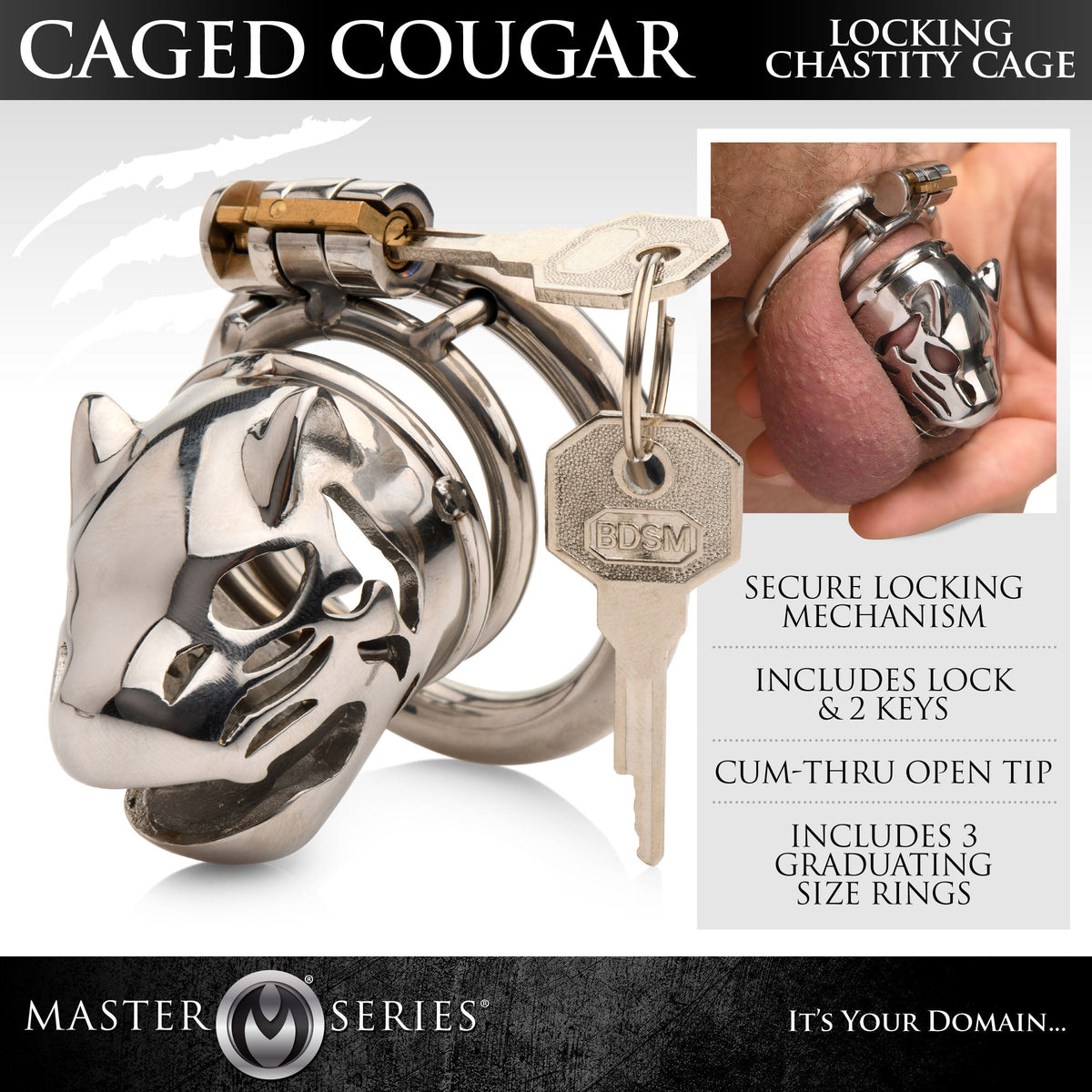 Caged Cougar Locking Chastity Cage