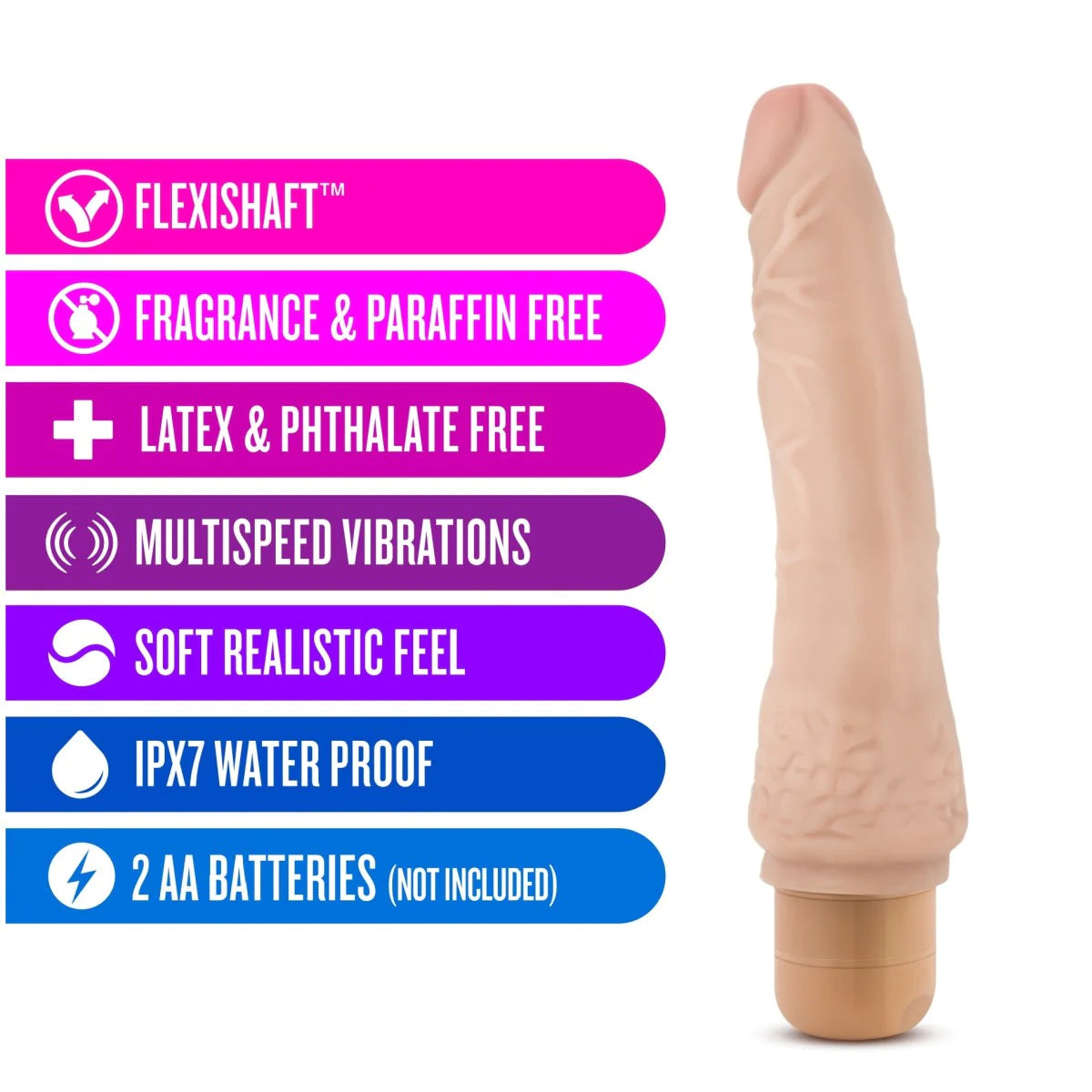 Dr. Skin Cock Vibe 7 Realistic Beige 8.5-Inch Long Vibrating Dildo