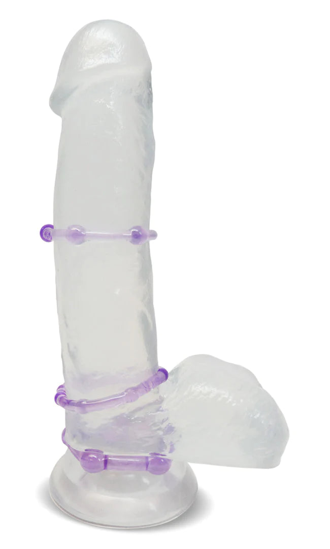Stay Hard Clear Beaded Penis Rings 3-Sizes
