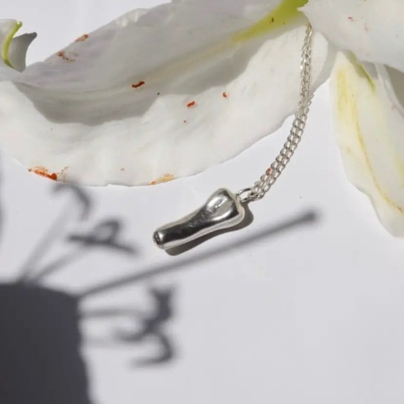 Large Uncut Penis Charm Necklace Silver by Gilty Boy